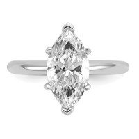 14K White Gold 2.50 Carat Lab Grown Diamond VS SI+ G+ Marquise Solitaire Complete Engagement Ring view 4