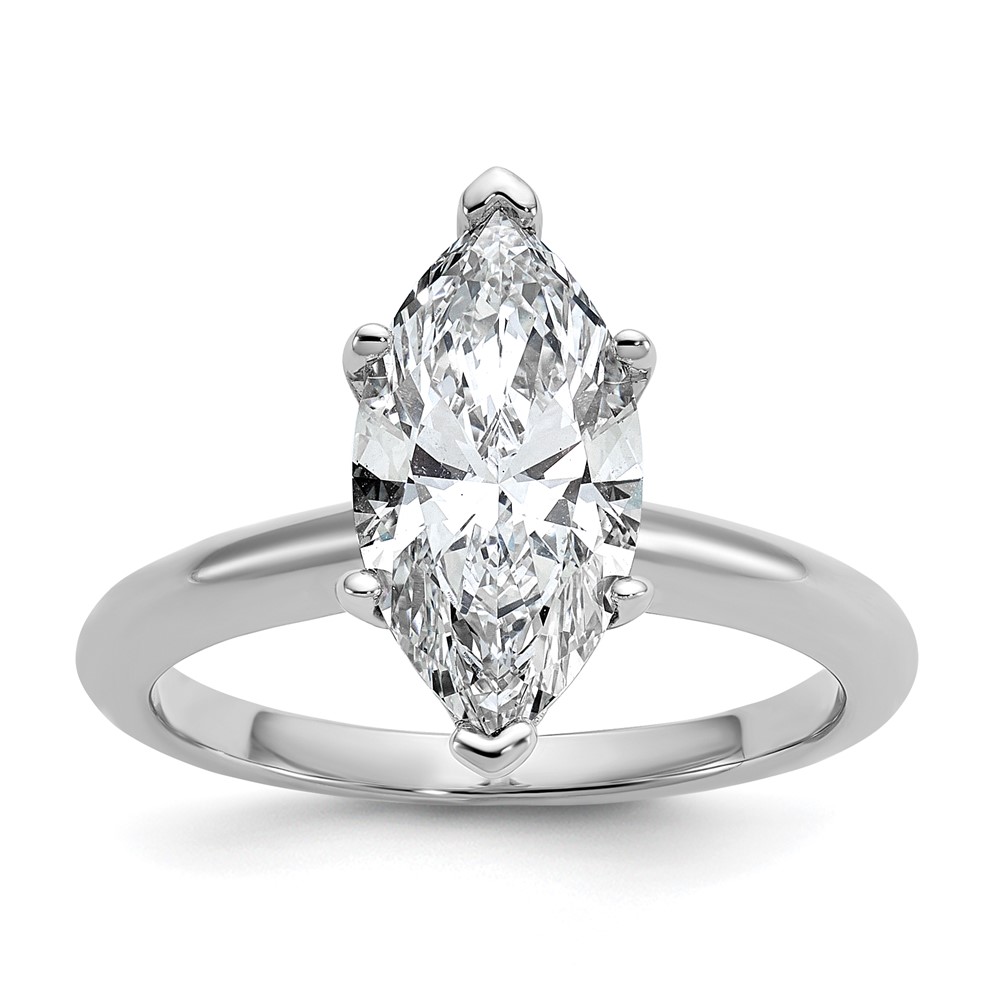 14K White Gold 2.50 Carat Lab Grown Diamond VS SI+ G+ Marquise Solitaire Complete Engagement Ring