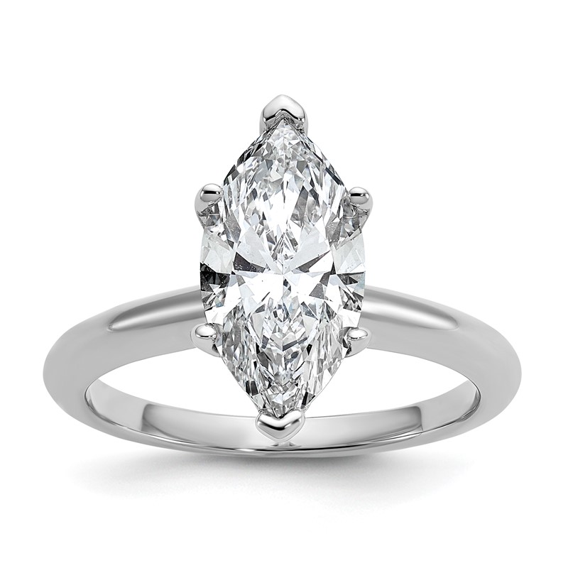14k White Gold 2 1/2 carat Certified Lab Grown Diamond VS/SI+ G+ Marquise Solitare Complete Engagement Ring