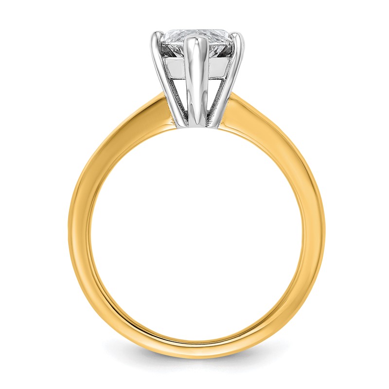 14k Two-tone 2 1/2 carat Certified Lab Grown Diamond VS+ F+ Marquise Solitare Complete Engagement Ring