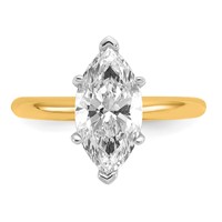 14K Two-tone 2.50 Carat Lab Grown Diamond VS SI+ G+ Marquise Solitaire Complete Engagement Ring view 4