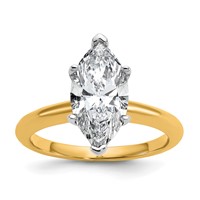 14K Two-tone 2.50 Carat Lab Grown Diamond VS SI+ G+ Marquise Solitaire Complete Engagement Ring view 1