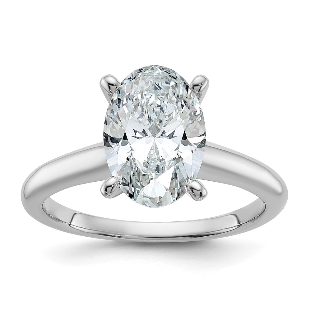 14K White Gold 2.50 Carat Certified Lab Grown Diamond VS SI+ G+ Oval Complete Solitaire Engagement Ring