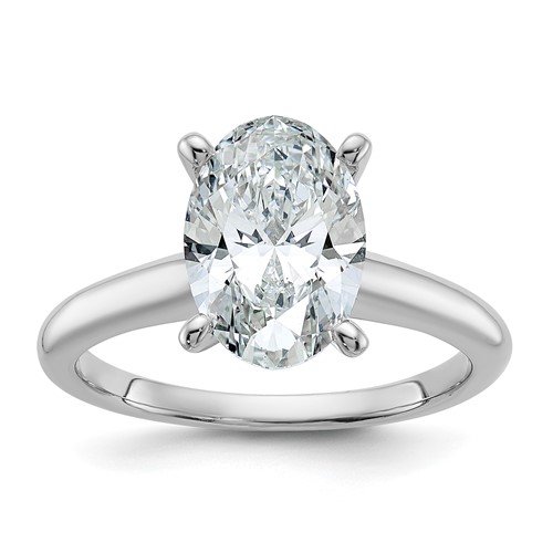 14K White Gold 2.50 Carat Lab Grown Diamond VS SI+ G+ Oval Complete Solitaire Engagement Ring