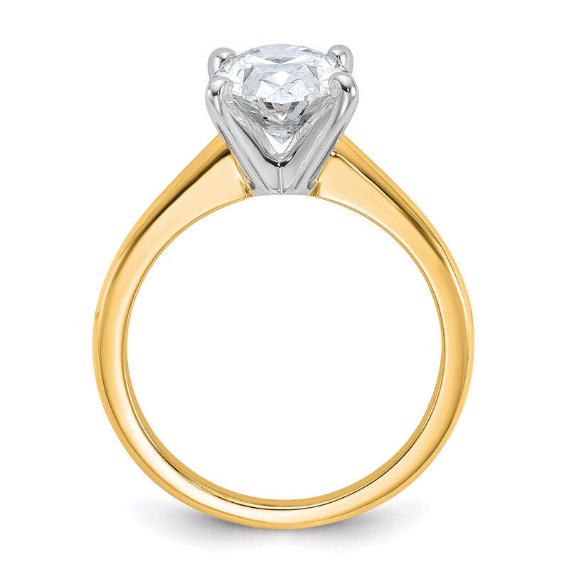 14k Two-Tone 2 1/2 carat Lab Grown Diamond VS+ F+ Oval Complete Solitaire Engagement Ring