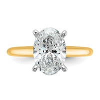 14K Two-Tone 2.50 Carat Lab Grown Diamond VS SI+ G+ Oval Complete Solitaire Engagement Ring view 4