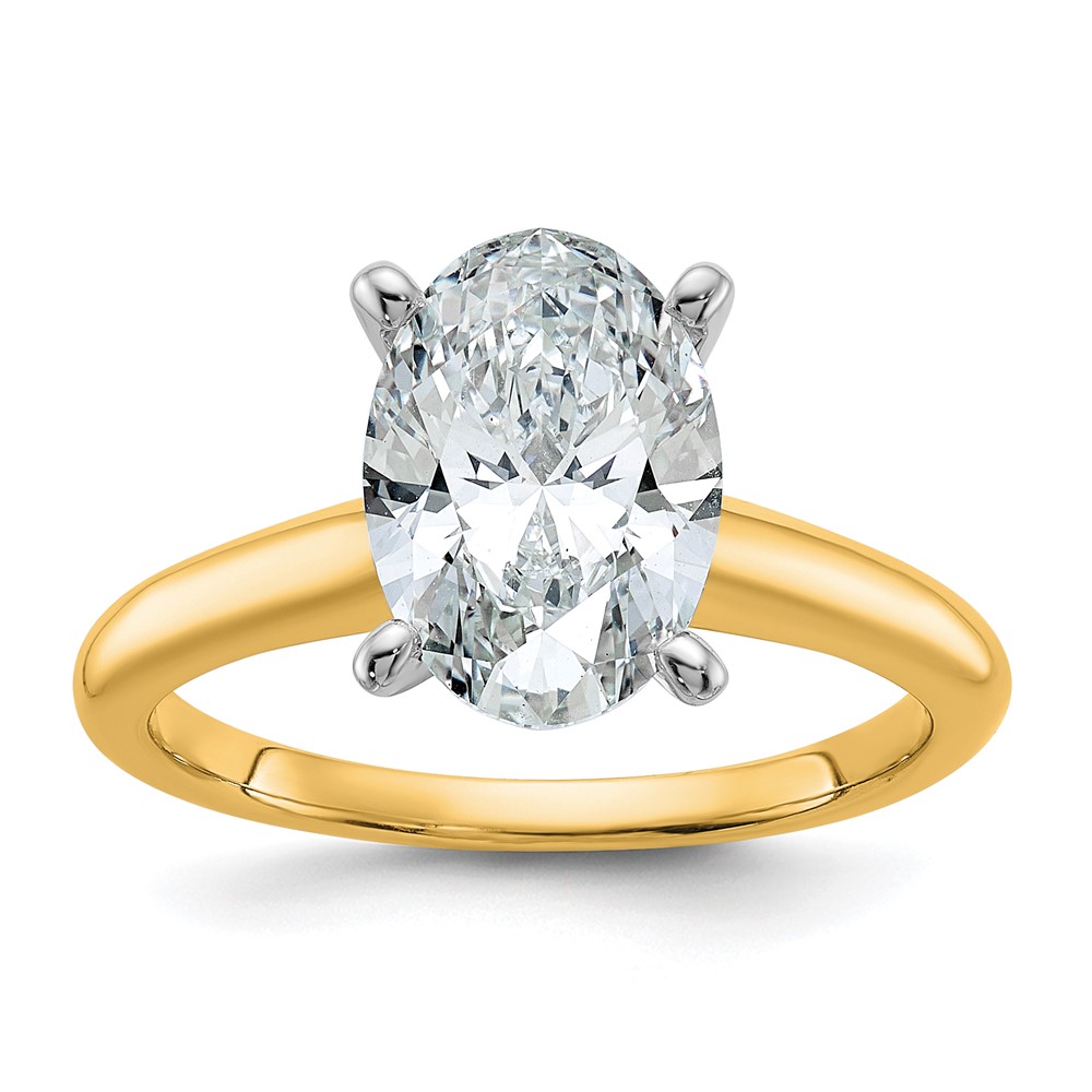 14K Two-Tone 2.50 Carat Lab Grown Diamond VS SI+ G+ Oval Complete Solitaire Engagement Ring