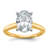 14K Two-Tone 2.50 Carat Lab Grown Diamond VS SI+ G+ Oval Complete Solitaire Engagement Ring view 1