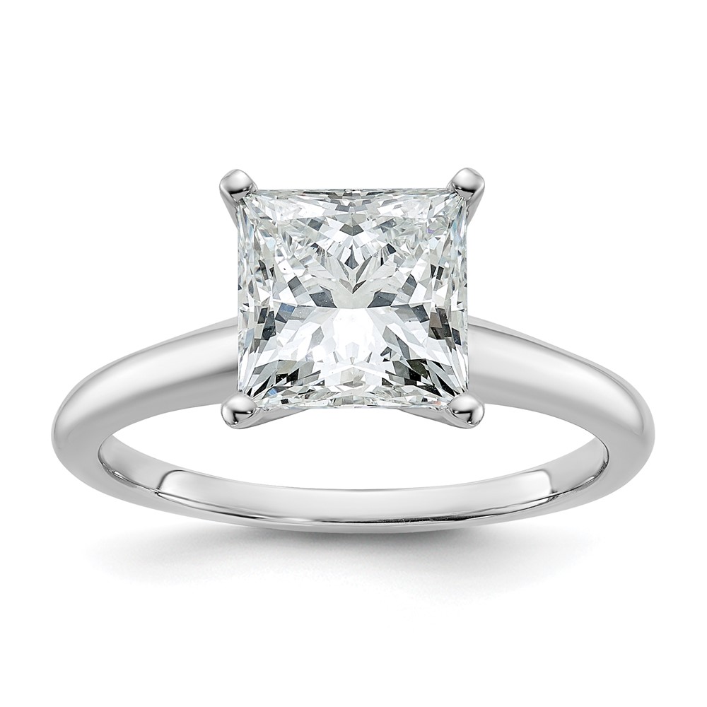 14K White Gold 2.50 Carat Lab Grown Diamond VS SI+ G+ Princess Complete Solitaire Engagement Ring