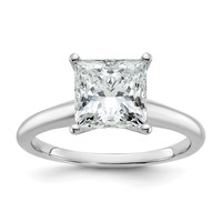 14K White Gold 2.50 Carat Lab Grown Diamond VS SI+ G+ Princess Complete Solitaire Engagement Ring view 1