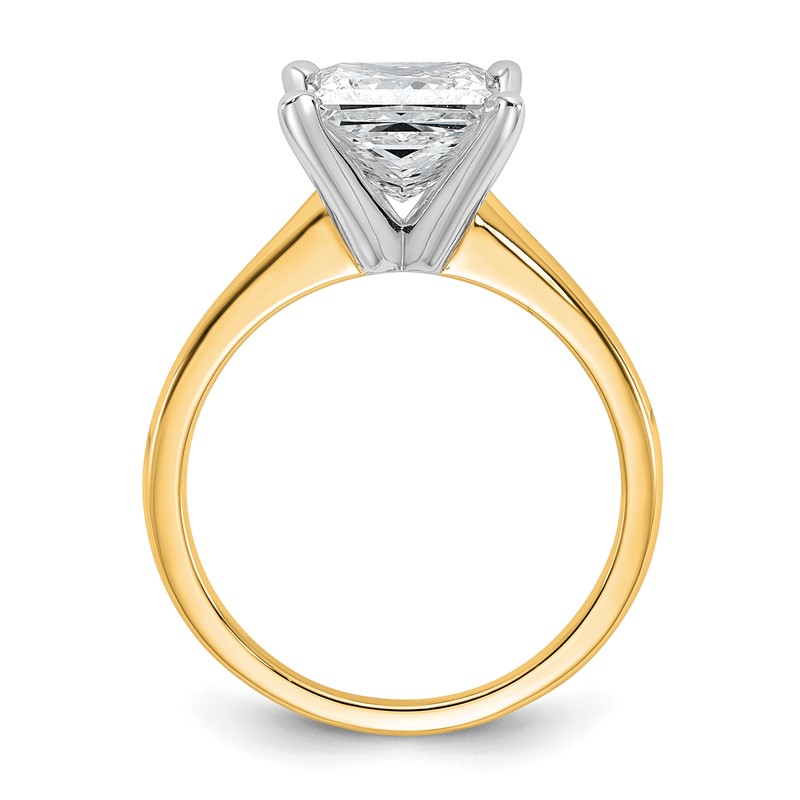 14k Two-tone 2 1/2 carat Lab Grown Diamond VS+ F+ Princess Complete Solitare Engagement Ring