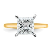 14K Two-tone 2.50 Carat Lab Grown Diamond VS SI+ G+ Princess Complete Solitaire Engagement Ring view 4
