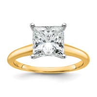 14K Two-tone 2.50 Carat Lab Grown Diamond VS SI+ G+ Princess Complete Solitaire Engagement Ring view 1