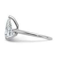 14K White Gold 2.50 Carat Certified Lab Grown Diamond VS+ F+ Pear Solitaire Complete Engagement Ring view 3