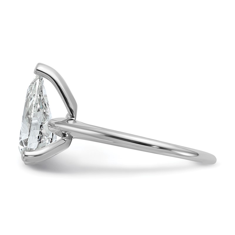 14k White Gold 2 1/2 carat Lab Grown Diamond VS+ F+ Pear Solitare Complete Engagement Ring
