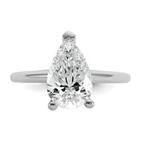 14K White Gold 2.50 Carat Certified Lab Grown Diamond VS+ F+ Pear Solitaire Complete Engagement Ring view 4