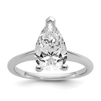 14K White Gold 2.50 Carat Certified Lab Grown Diamond VS+ F+ Pear Solitaire Complete Engagement Ring view 1