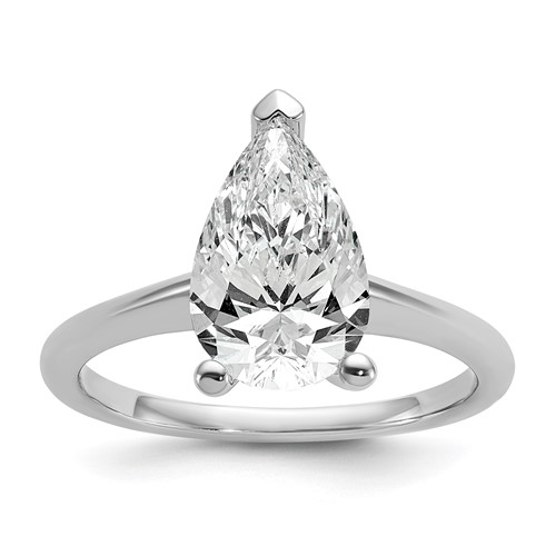 14K White Gold 2.50 Carat Certified Lab Grown Diamond VS+ F+ Pear Solitaire Complete Engagement Ring