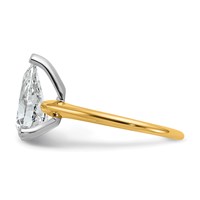 14K Two-tone 2.50 Carat Lab Grown Diamond VS SI+ G+ Pear Solitaire Complete Engagement Ring view 3