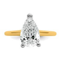 14K Two-tone 2.50 Carat Lab Grown Diamond VS SI+ G+ Pear Solitaire Complete Engagement Ring view 4