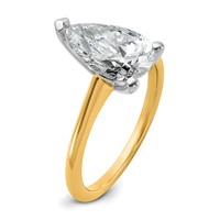 14K Two-tone 2.50 Carat Lab Grown Diamond VS SI+ G+ Pear Solitaire Complete Engagement Ring view 5