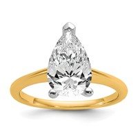 14K Two-tone 2.50 Carat Lab Grown Diamond VS SI+ G+ Pear Solitaire Complete Engagement Ring view 1
