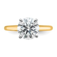 14K Two-Tone 2.50 Carat Lab Grown Diamond VS+ F+ Round Complete Solitaire Engagement Ring view 4