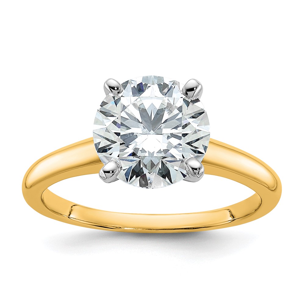 14K Two-Tone 2.50 Carat Lab Grown Diamond VS+ F+ Round Complete Solitaire Engagement Ring