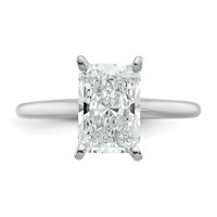14K White Gold 2.50 Carat Certified Lab Grown Diamond VS+ F+ Radiant Solitaire Complete Engagement Ring view 4