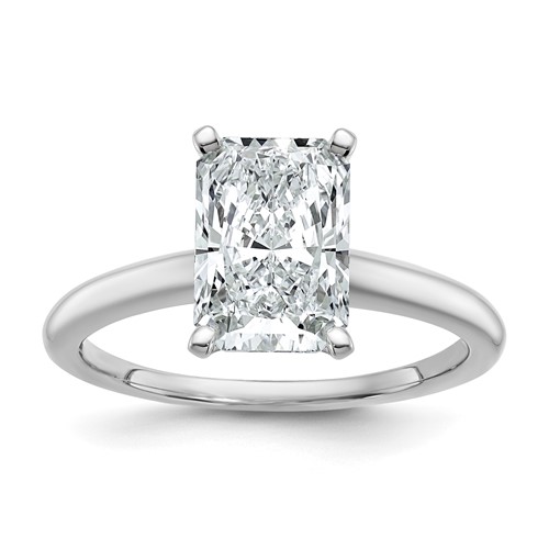 14K White Gold 2.50 Carat Certified Lab Grown Diamond VS SI+ G+ Radiant Solitaire Complete Engagement Ring