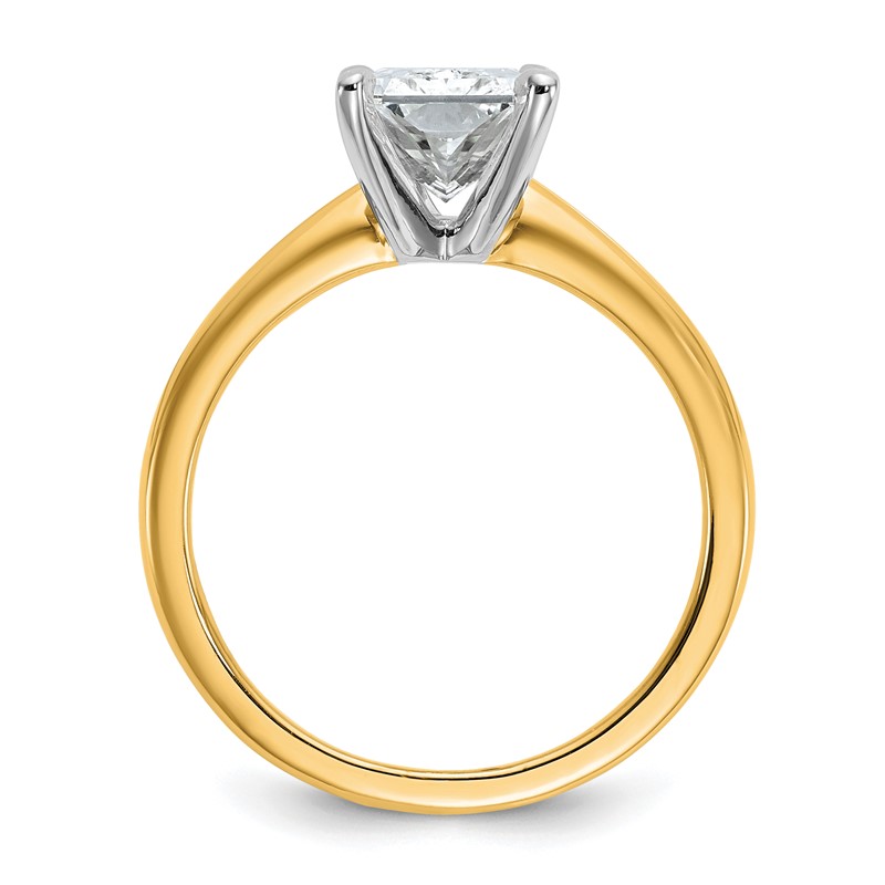 14k Two-tone 2 1/2 carat Certified Lab Grown Diamond VS+ F+ Radiant Solitare Complete Engagement Ring