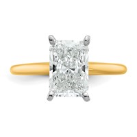 14K Two-tone 2.50 Carat Certified Lab Grown Diamond VS SI+ G+ Radiant Solitaire Complete Engagement Ring view 4