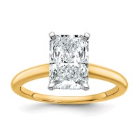 14K Two-tone 2.50 Carat Certified Lab Grown Diamond VS SI+ G+ Radiant Solitaire Complete Engagement Ring view 1