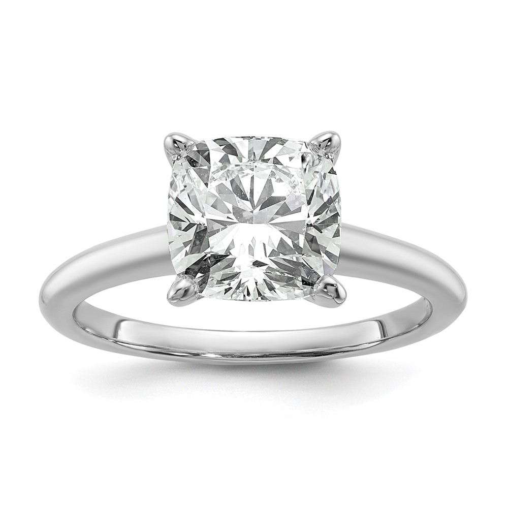14K White Gold 3 Carat Certified Lab Grown Diamond VS SI+ G+ Cushion Complete Solitaire Engagement Ring