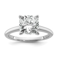 14K White Gold 3 Carat Certified Lab Grown Diamond VS SI+ G+ Cushion Complete Solitaire Engagement Ring view 1
