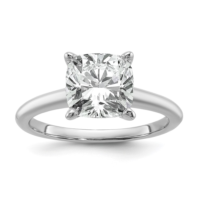 14k White Gold 4 carat Certified Lab Grown Diamond VS+ F+ Cushion Complete Solitare Engagement Ring