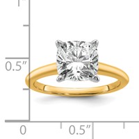 14K Two-tone 3 Carat Lab Grown Diamond VS SI+ G+ Cushion Complete Solitaire Engagement Ring view 2