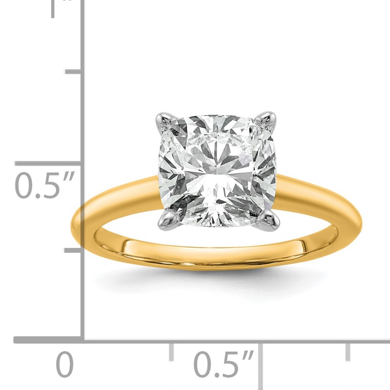 14k White Gold 3 carat Lab Grown Diamond VS+ F+ Cushion Complete Solitare Engagement Ring
