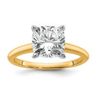 14K Two-tone 3 Carat Lab Grown Diamond VS SI+ G+ Cushion Complete Solitaire Engagement Ring view 1