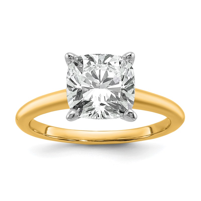 14k White Gold 3 carat Lab Grown Diamond VS+ F+ Cushion Complete Solitare Engagement Ring