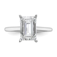 14K White Gold 3 Carat Lab Grown Diamond VS SI+ G+ Emerald Solitaire Complete Engagement Ring view 4