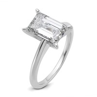 14K White Gold 3 Carat Lab Grown Diamond VS SI+ G+ Emerald Solitaire Complete Engagement Ring view 5