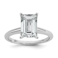 14K White Gold 3 Carat Lab Grown Diamond VS SI+ G+ Emerald Solitaire Complete Engagement Ring view 1
