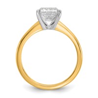 14K Two-tone 3 Carat Certified Lab Grown Diamond VS+ F+ Emerald Solitaire Complete Engagement Ring view 2