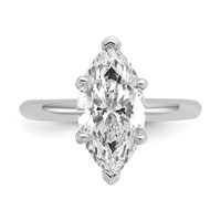 14K White Gold 3 Carat Lab Grown Diamond VS SI+ G+ Marquise Solitaire Complete Engagement Ring view 4