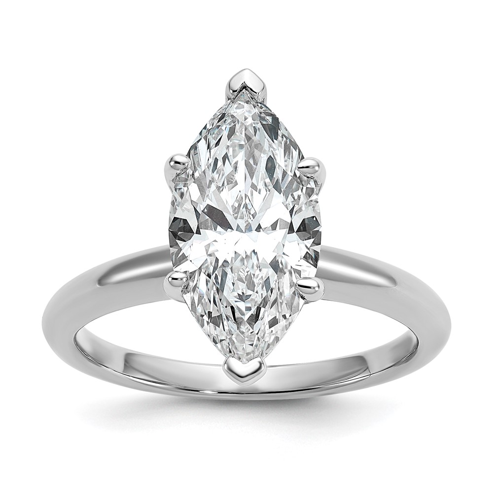14K White Gold 3 Carat Lab Grown Diamond VS SI+ G+ Marquise Solitaire Complete Engagement Ring