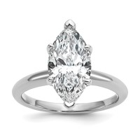 14K White Gold 3 Carat Lab Grown Diamond VS SI+ G+ Marquise Solitaire Complete Engagement Ring view 1