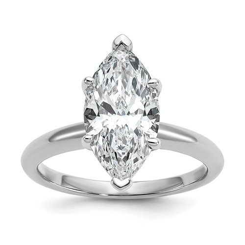 14K White Gold 3 Carat Lab Grown Diamond VS SI+ G+ Marquise Solitaire Complete Engagement Ring