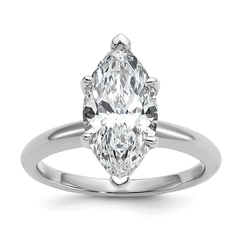 14k White Gold 3 carat Certified Lab Grown Diamond VS+ F+ Marquise Solitare Complete Engagement Ring