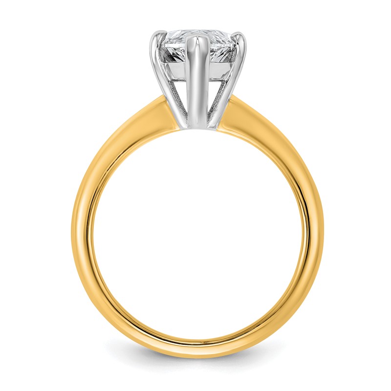 14k Two-tone 3 carat Certified Lab Grown Diamond VS/SI+ G+ Marquise Solitare Complete Engagement Ring